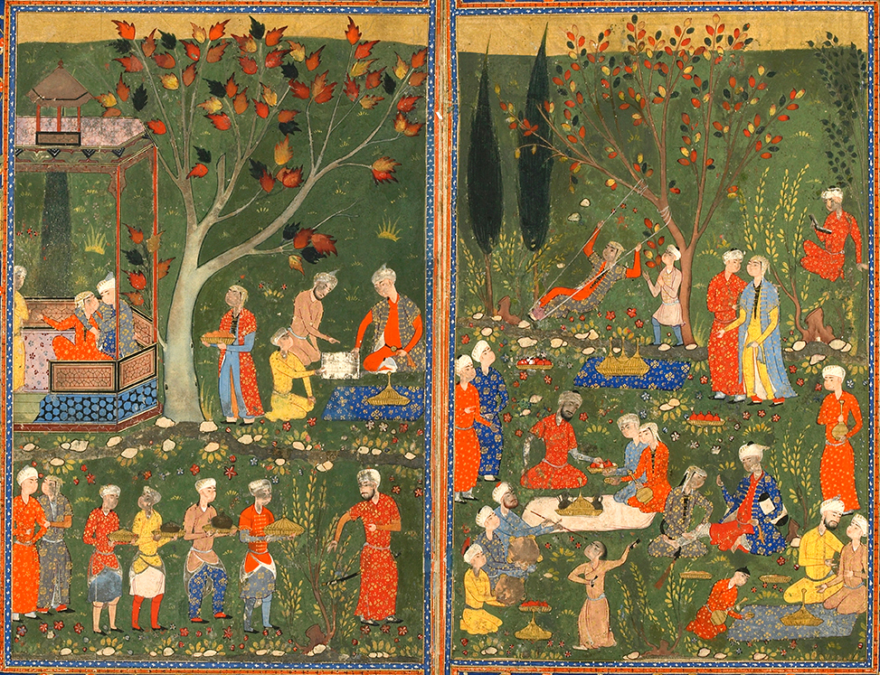 A Party in a Garden from Persian manuscript painting