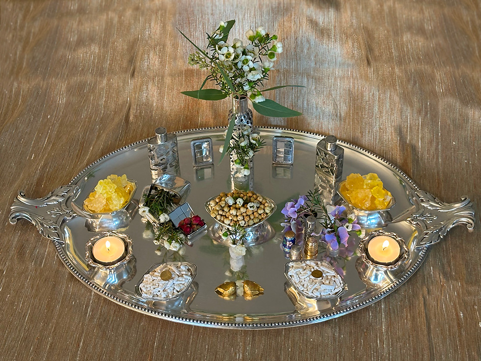 mini sofreh on silver tray