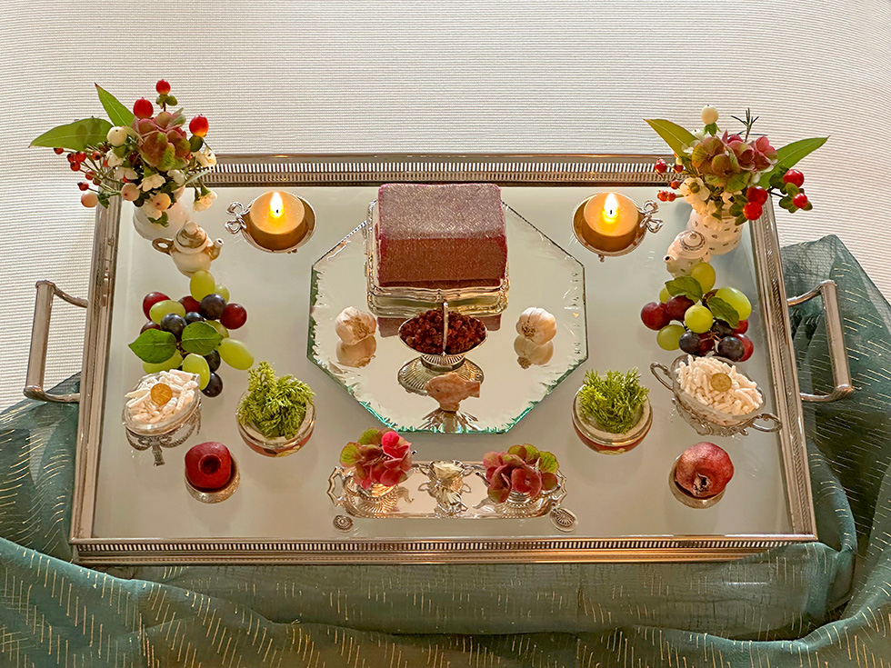 mini sofreh on glass tray